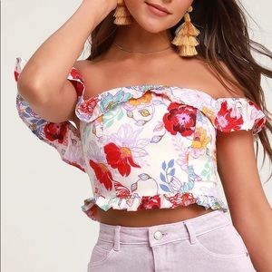 Floral Off-the-shoulder Crop Top